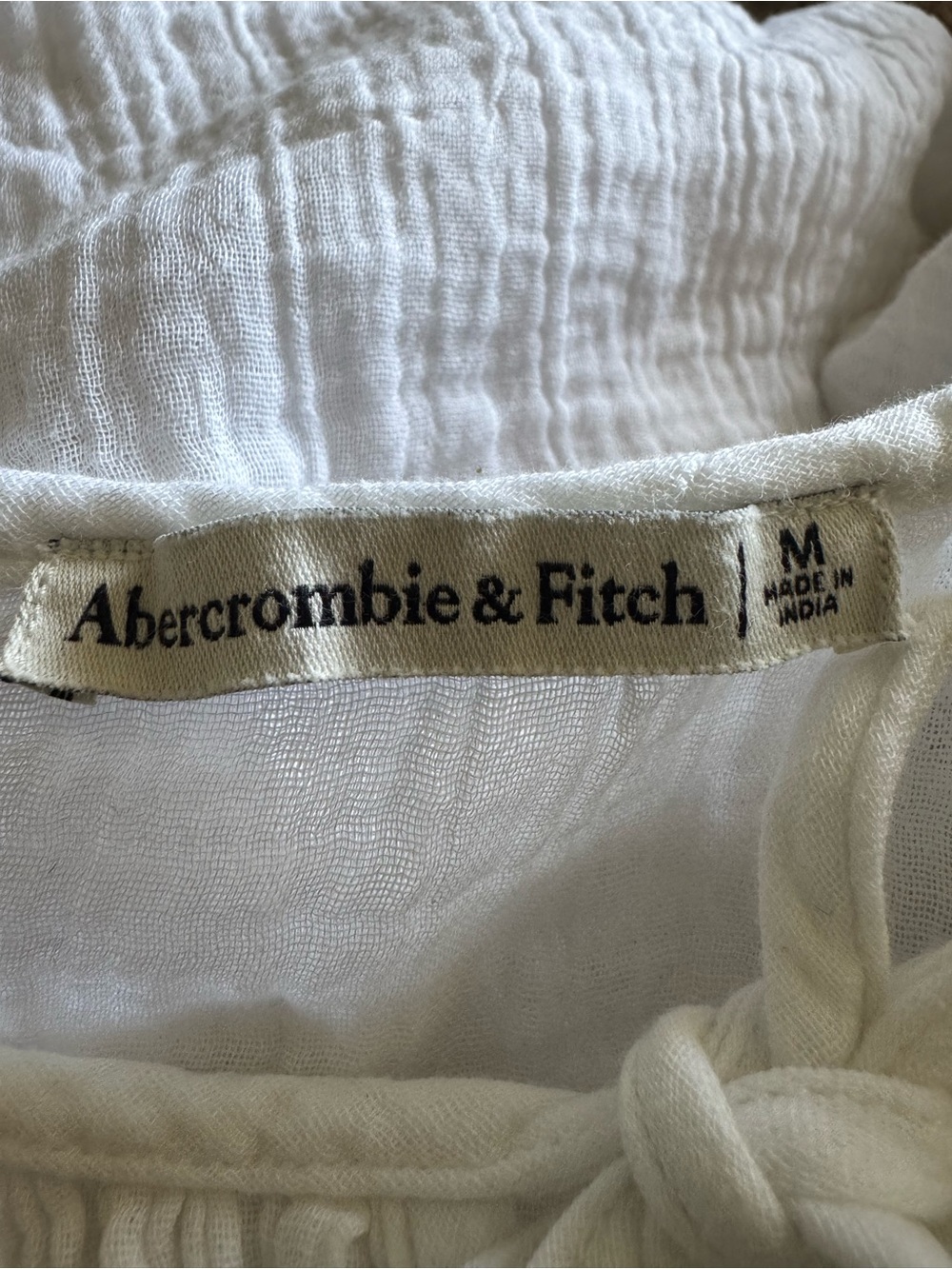 Abercrombie & Fitch White Cotton Gauze Boho Peasant Mini Dress Size M - Picture 5 of 7